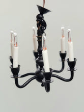 Load image into Gallery viewer, Dollhouse Miniature ~ ½&quot; Scale, Black 6-Arm Chandelier by Clare-Bell Brass Works
