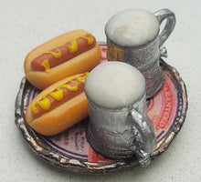 Load image into Gallery viewer, Hotdogs and Beer on Metal Tray
