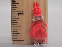 Load image into Gallery viewer, 1&quot; Blonde Doll in Red Dress and Hat – by Cheryl Warder
