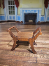 Load image into Gallery viewer, Vintage &#39;86 Wooden Curule Stool - By RL Carlisle
