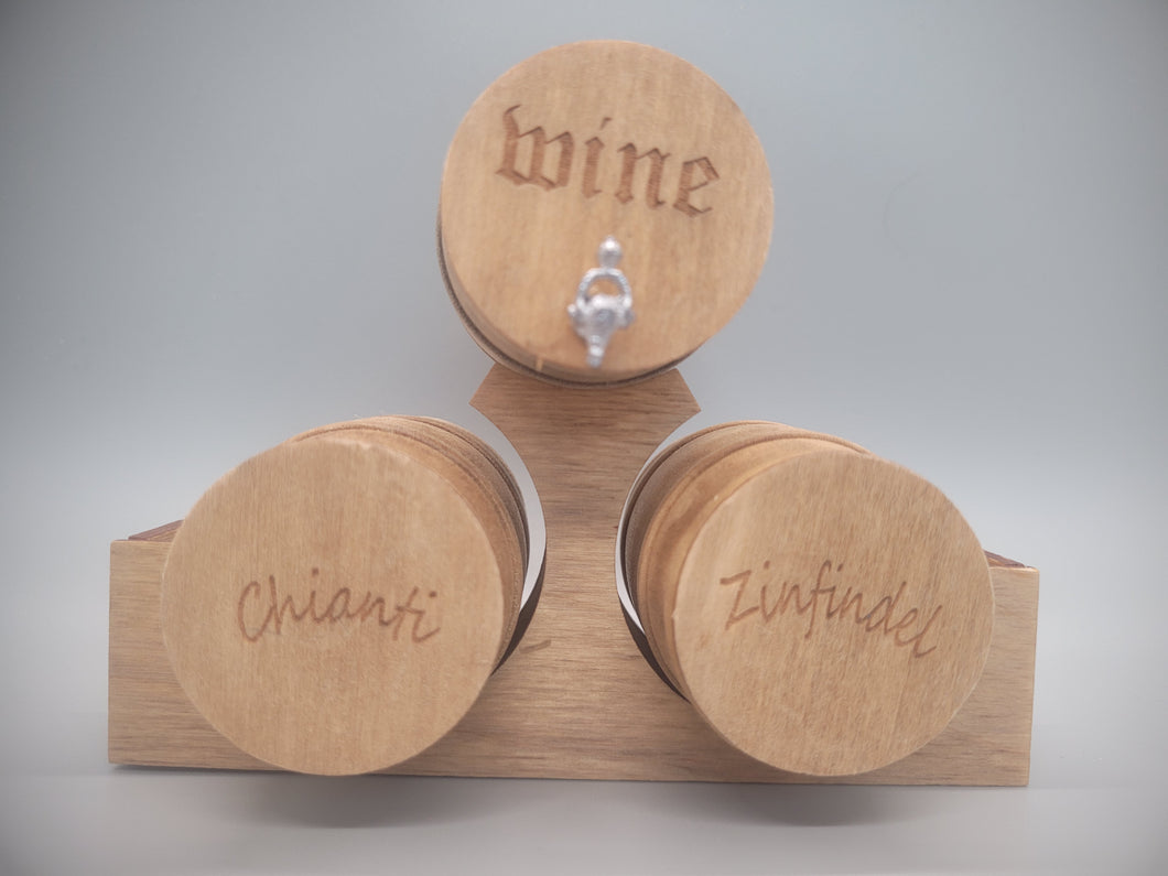 Large Triple Wooden Barrel Display Set - Wine, Chianti, and Zinfandel