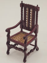 Load image into Gallery viewer, Dollhouse Miniature ~  Half Scale, Handmade Wood and Wicker Chair
