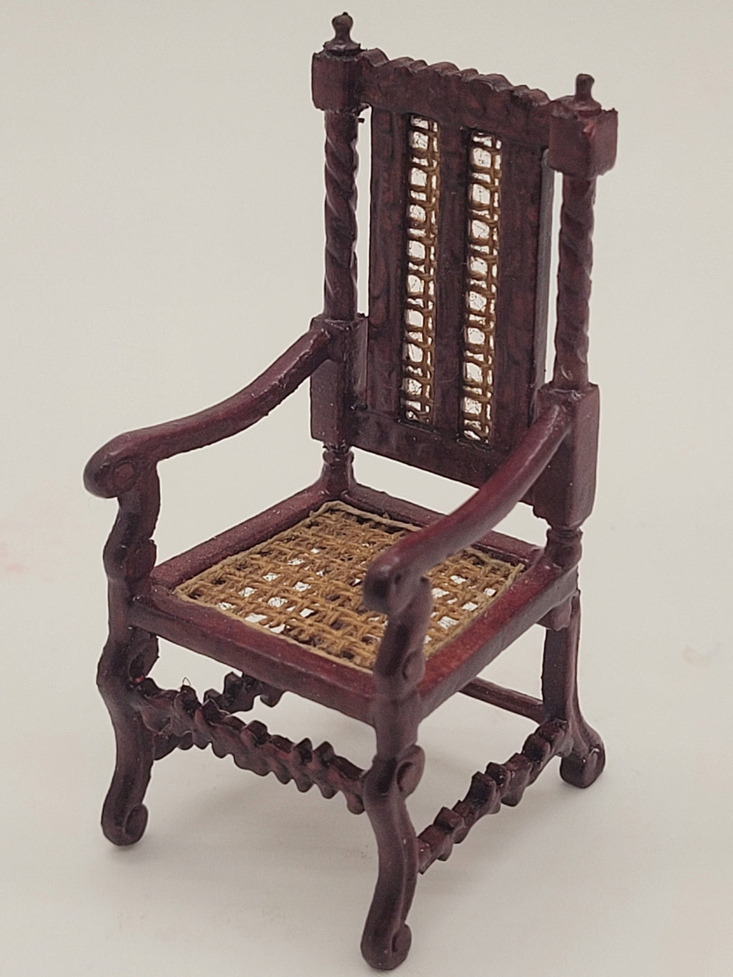 Dollhouse Miniature ~  Half Scale, Handmade Wood and Wicker Chair