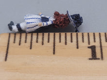 Load image into Gallery viewer, Brunette Doll in Blue &amp; White-Striped Dress with Matching Hat
