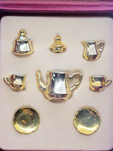 Load image into Gallery viewer, Dollhouse Miniature ~ Reutter Porcelain 8pc Golden Tea Set
