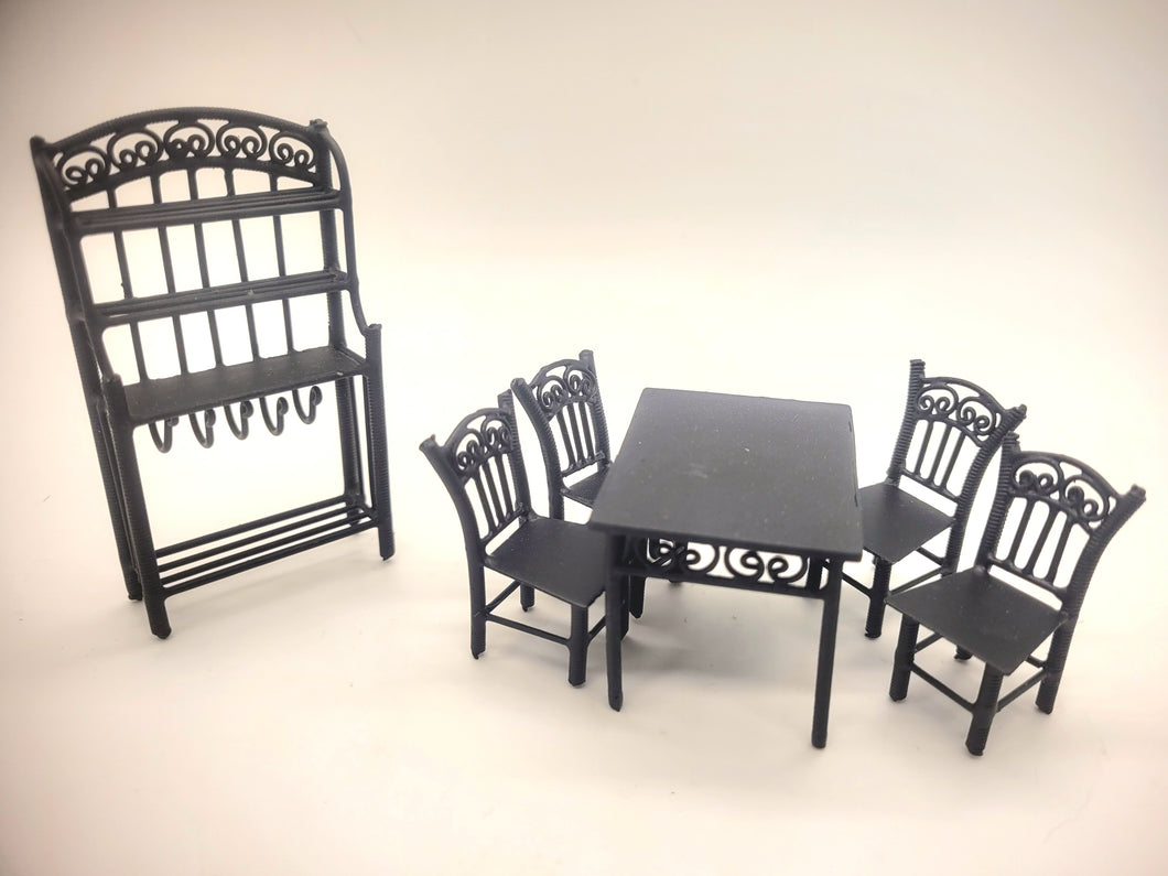 Dollhouse Miniature ~ 1:24 Scale, 6pc Metal Outdoor Dining Set
