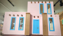 Load image into Gallery viewer, Southwest Adobe Dollhouse Painted Pink &amp; Blue by Alessio Miniatures
