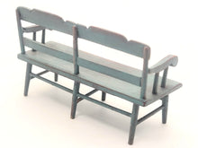 Load image into Gallery viewer, Dollhouse Miniature ~ 1:24 Scale, IGMA George Hoffman Blue Painted Wooden Bench
