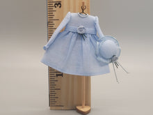 Load image into Gallery viewer, Light Blue Long-Sleeve Dress with Matching Hat – by Cheryl Warder
