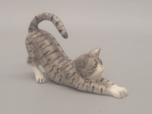 Load image into Gallery viewer, Resin Grey Tabby Cat Stretching Position
