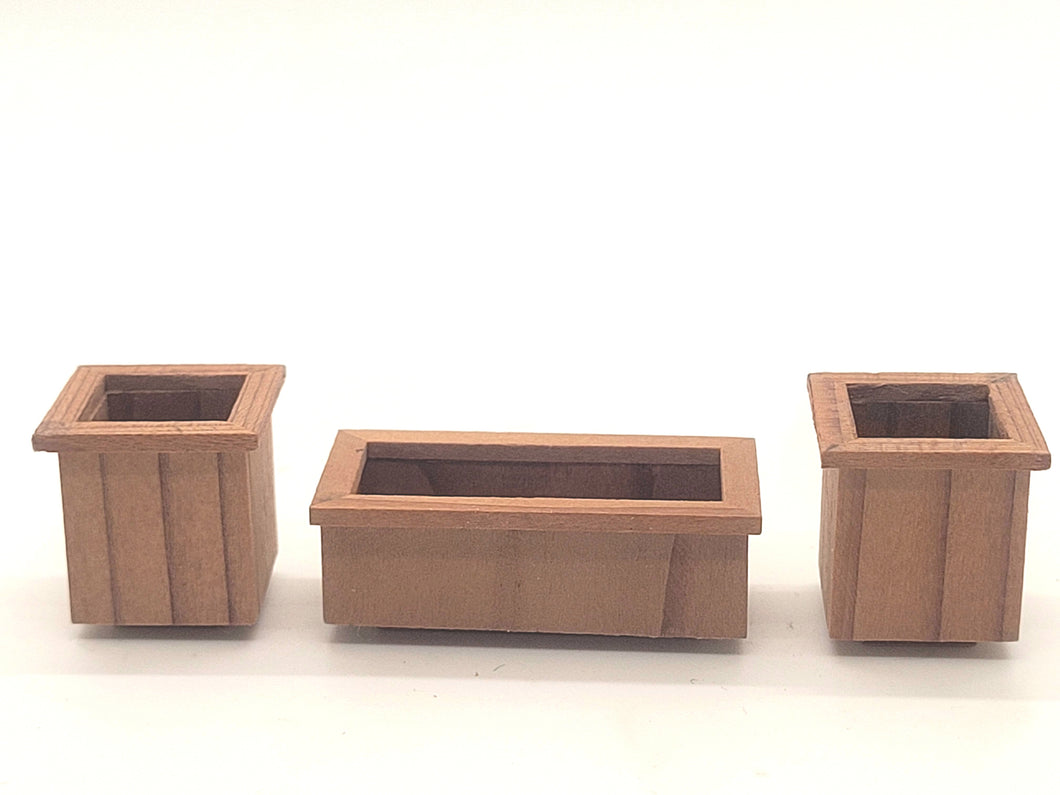 Dollhouse Miniature ~ 1:24 Scale, 3pc Square Planting Pots