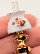 Load image into Gallery viewer, Dollhouse Miniature ~ Reutter Porcelain Floral Hurricane Lamp
