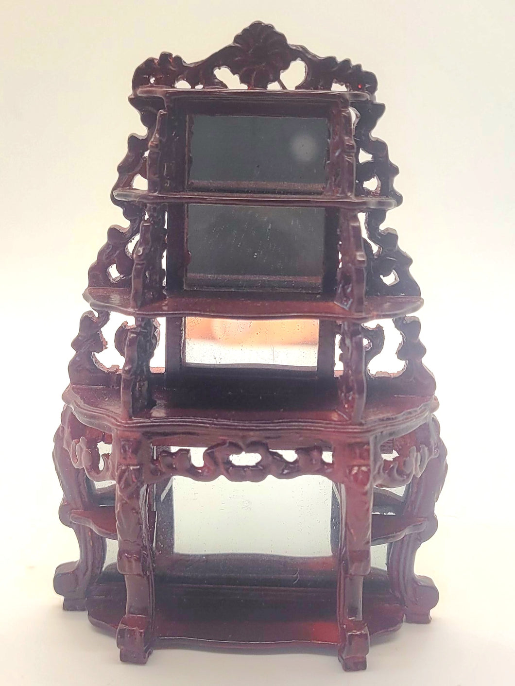 Dollhouse Miniature ~ 1:24 Scale, Oriental Layered Mirrored Shelving Unit