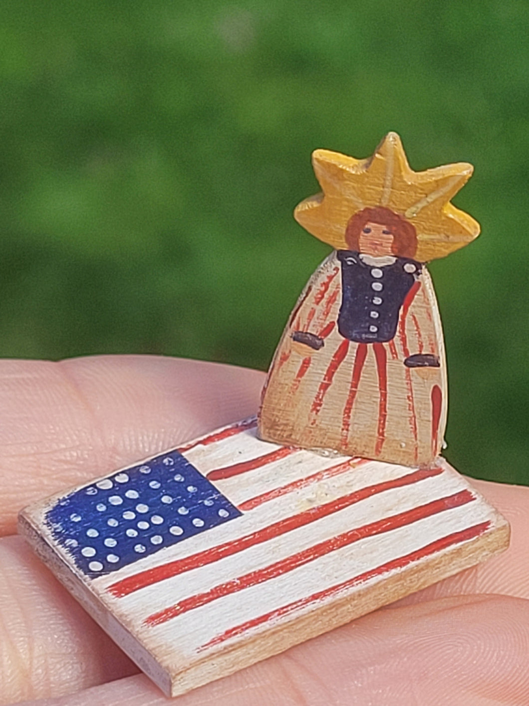 Barbara Hill – Lady Liberty on American Flag Plaque
