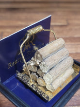 Load image into Gallery viewer, Wooden Logs in a Golden Carrier - Reutter Porcelain
