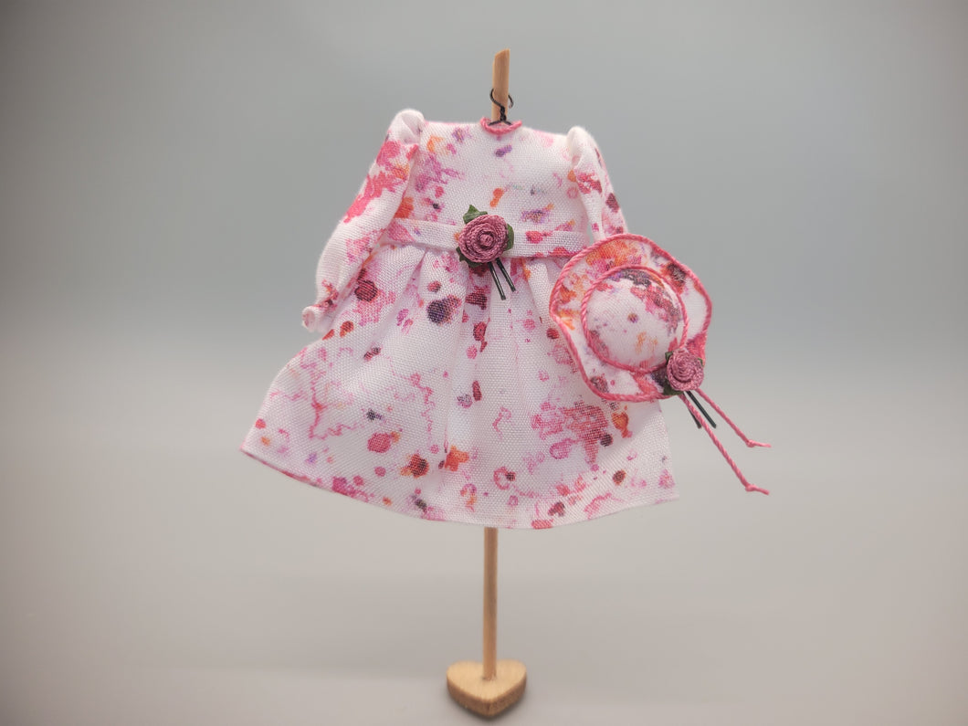 Floral Dress with Rose Belt & Matching Hat – by Cheryl Warder