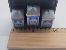 Load image into Gallery viewer, Dollhouse Miniature ~ 3 Storage Containers for Rice, Salt, and Anise
