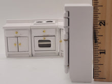 Load image into Gallery viewer, Dollhouse Miniature ~ 1:24 Scale, Handmade White Wooden Kitchen Set with 2 Chairs
