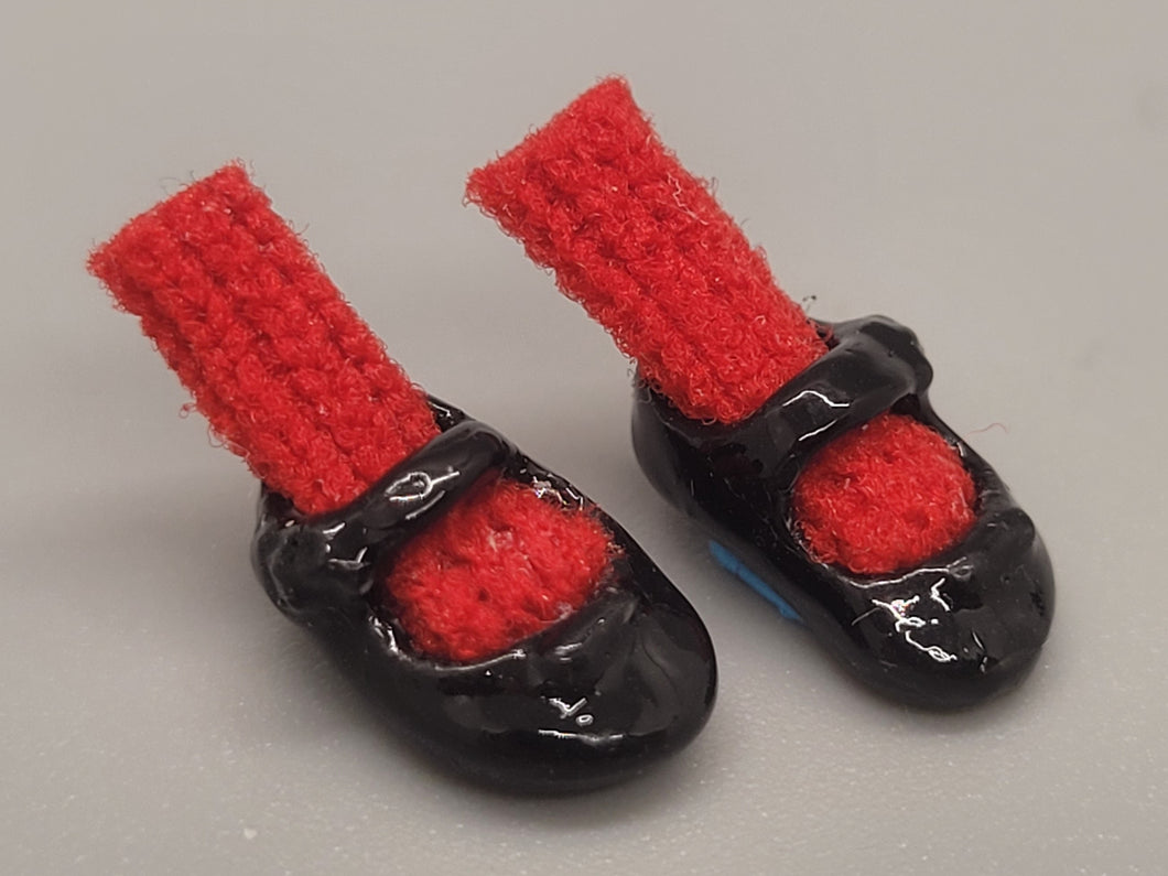 Red Socks & Black Shoe Set– by Cheryl Warder