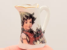 Load image into Gallery viewer, Dollhouse Miniature ~ Reutter Porcelain Pitcher with Little Girl holding Strawberries
