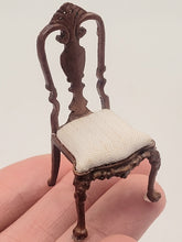 Load image into Gallery viewer, Dollhouse Miniature ~ 1:24 Scale, Regal Wooden Side Chair with White Cushion
