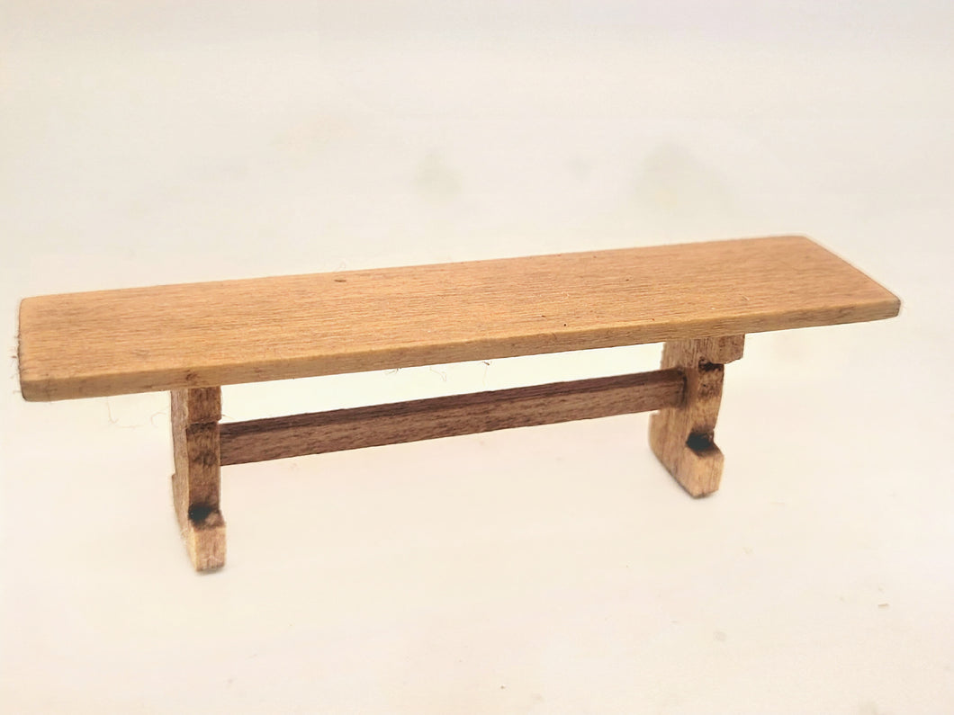 Dollhouse Miniature ~ 1:24 Scale, Handmade Oak Bench