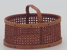 Load image into Gallery viewer, Al Chandronnait – Vintage Oval Woven Fabric Basket with Leather Handle
