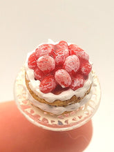 Load image into Gallery viewer, Dollhouse Miniature ~ 1:24 Scale, Strawberry Shortcake Cake on Glass Stand
