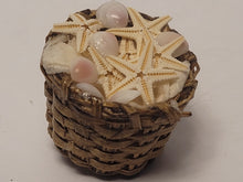 Load image into Gallery viewer, Real Starfish and Tellin Shells in Brown Woven Basket
