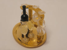 Load image into Gallery viewer, Brass Wine Holder with Wine and Glasses
