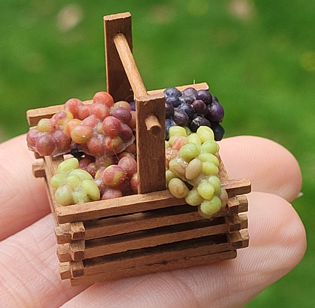 Grapes in Wooden Slat Basket