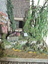 Load image into Gallery viewer, 1:48 Scale ~ Bill Lankford Whimsical Cottage Dollhouse Opens Up – On Spinning Display
