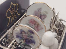 Load image into Gallery viewer, Dollhouse Miniature ~ 1:12 Scale, Floral Fairy Plates in Dish-Drying Rack, by Reutter Porcelain
