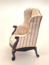 Load image into Gallery viewer, Dollhouse Miniature ~ 1:24 Scale, Striped Chair with Missing Cushion
