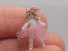 Load image into Gallery viewer, ¾&quot; Blonde Ballerina Doll in Baby Pink Tutu and Bow – by Cheryl Warder

