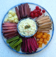 Load image into Gallery viewer, Deli Platter with Vegetables, Cheese, and Dip on Tray
