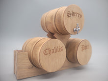 Load image into Gallery viewer, Large Triple Wooden Barrel Display Set - Sherry, Chablis, and Port Wine
