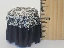 Load image into Gallery viewer, Dollhouse Miniature ~ 1:24 Scale, 3pc Black &amp; White Fabric Table and Chair Set
