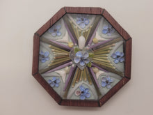 Load image into Gallery viewer, 1½&quot; Sailor&#39;s Valentine – Green &amp; Purple Theme with Blue Flowers – by Pam Friend
