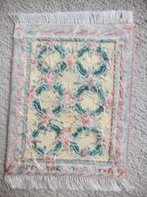 Load image into Gallery viewer, Dollhouse Miniature ~ Petit Point Baby Pink Roses with Round Designs Rug - Ursula Sauerberg
