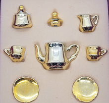 Load image into Gallery viewer, Dollhouse Miniature ~ Reutter Porcelain 8pc Golden Tea Set
