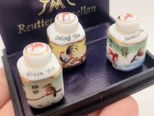 Load image into Gallery viewer, Dollhouse Miniature ~ 1:12 Scale, Three Labeled Tea Jars by Reutter Porcelain
