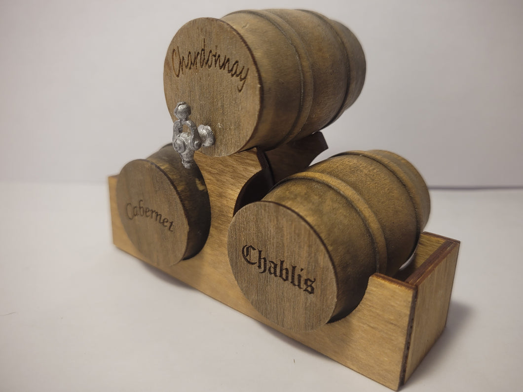 Medium - Chardonnay, Cabernet, and Chablis Barrels on Wood Holder