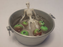 Load image into Gallery viewer, Skeleton Bobbing for Apples in Galvanized Tub
