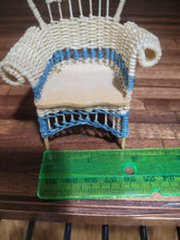 Load image into Gallery viewer, ☆ SALE ☆ Wicker Chair Blue &amp; Cream Handmade
