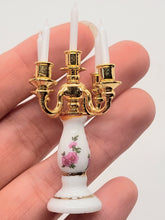 Load image into Gallery viewer, Dollhouse Miniature ~ Reutter Porcelain Candle Holder with 2 Vases Set
