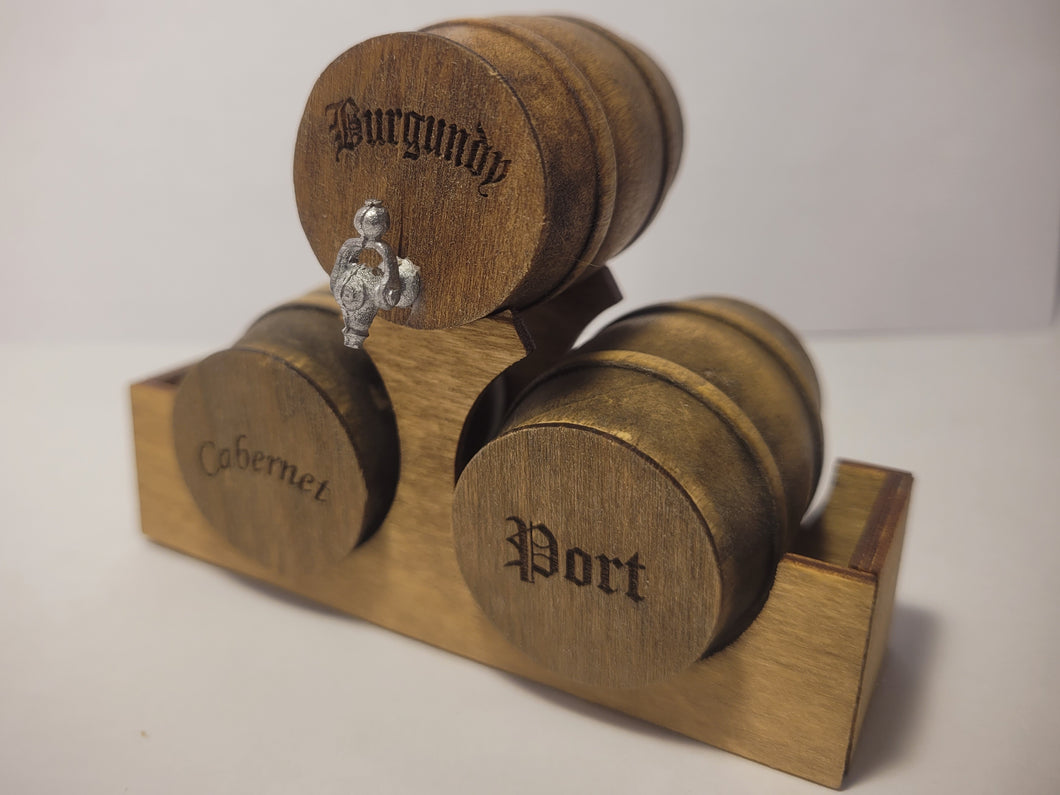 Medium - Burgundy, Cabernet, Port Barrels on Wood Display