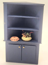 Load image into Gallery viewer, Dollhouse Miniature ~ 1:24 Scale, Blue Corner Shelving Cabinet, Pre-Owned
