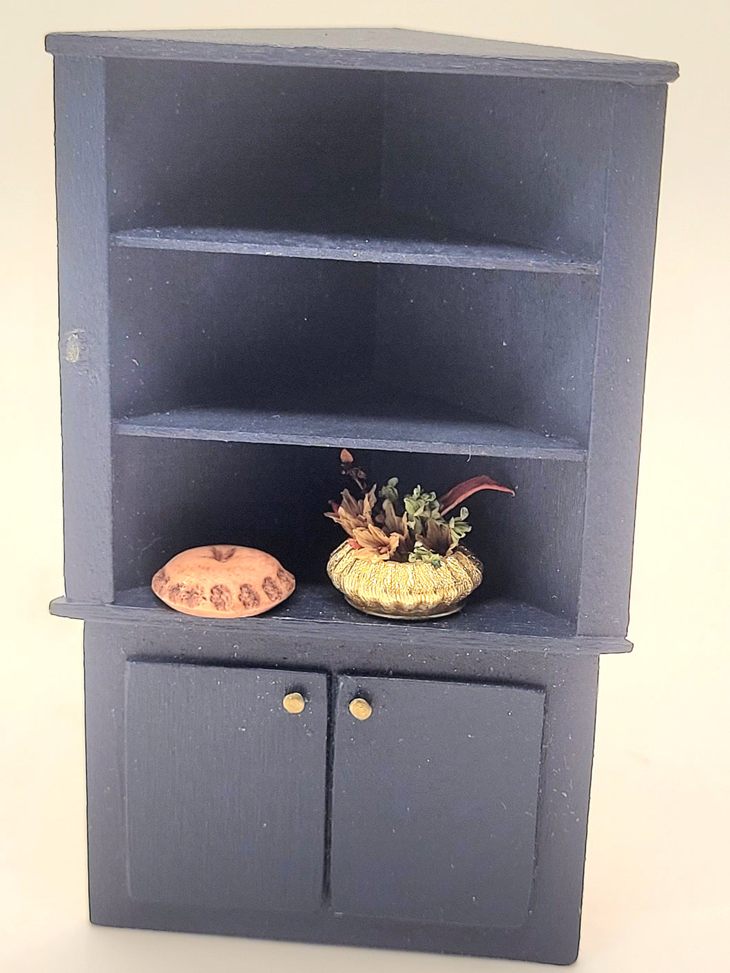 Dollhouse Miniature ~ 1:24 Scale, Blue Corner Shelving Cabinet, Pre-Owned