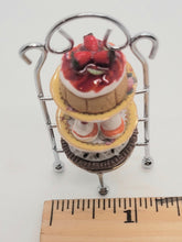 Load image into Gallery viewer, Dollhouse Miniature ~ 1:12 Scale, 3-Tier Dessert Rack with Pie, Cupcakes, and Cake
